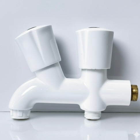 Premium White Double-Handle ABS Tap Faucet | Non-Corrosive & Leak-Proof