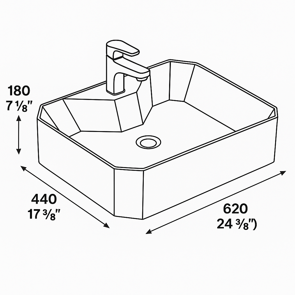 Vanity Basin - Edge - Premium - 5 Years Warrenty