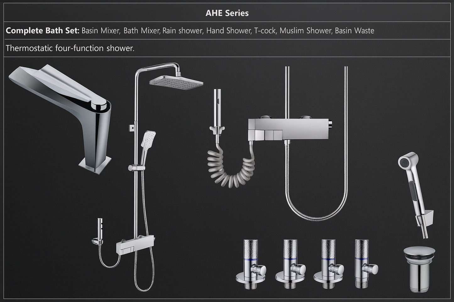 Bathroom Shower Set - Moro Luxury Series - AHE 4 Function - Piano Shower Set - Premium