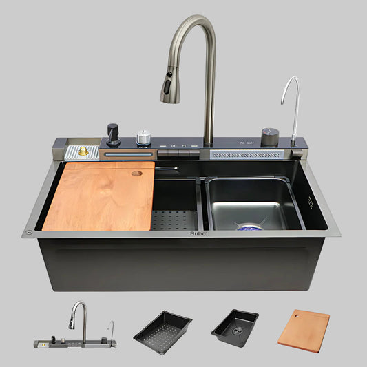 Piano Kitchen Sink – 5 button – Honey Comb – Waterfall